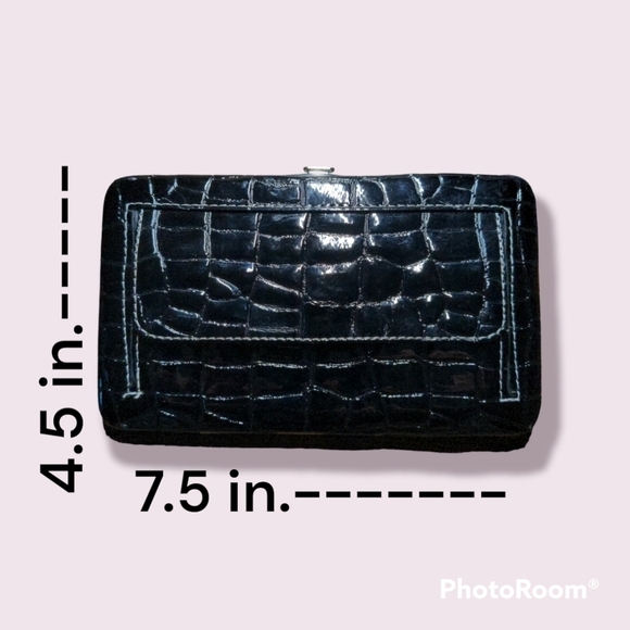 ALLIGATOR SNAP WALLET ~1995 Rhinestone Flower Faux Alligator Skin Wallet - Picture 4 of 10